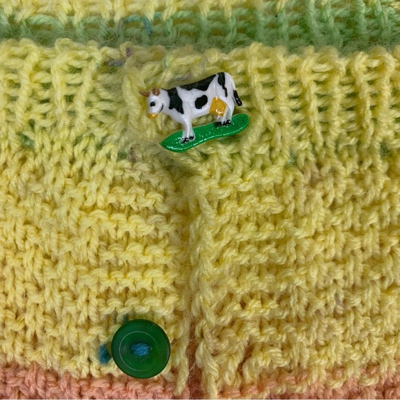 Charming Handmade Girl’s Knitted Long Sleeve Button Front Cardigan Sweater - Picture 7 of 13